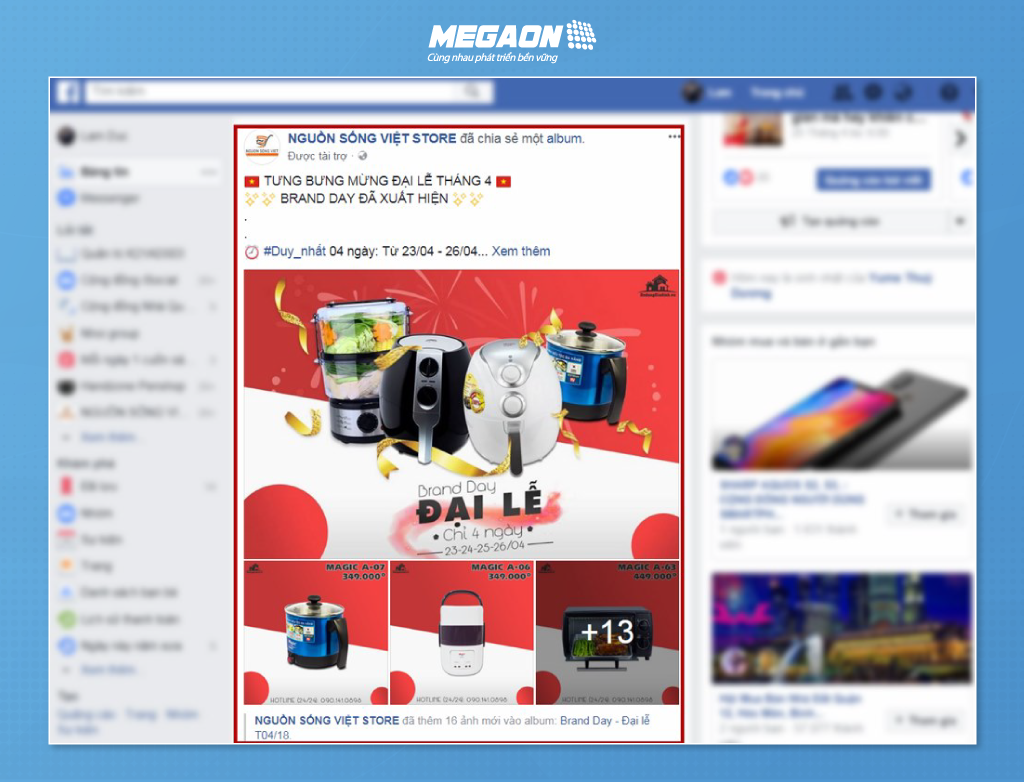 Hình thức quảng cáo facebook page post