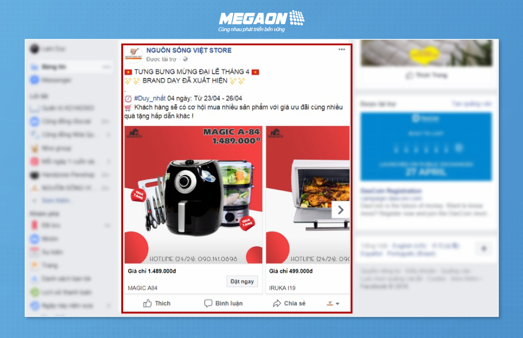 Hình thức quảng cáo facebook website click – multi product