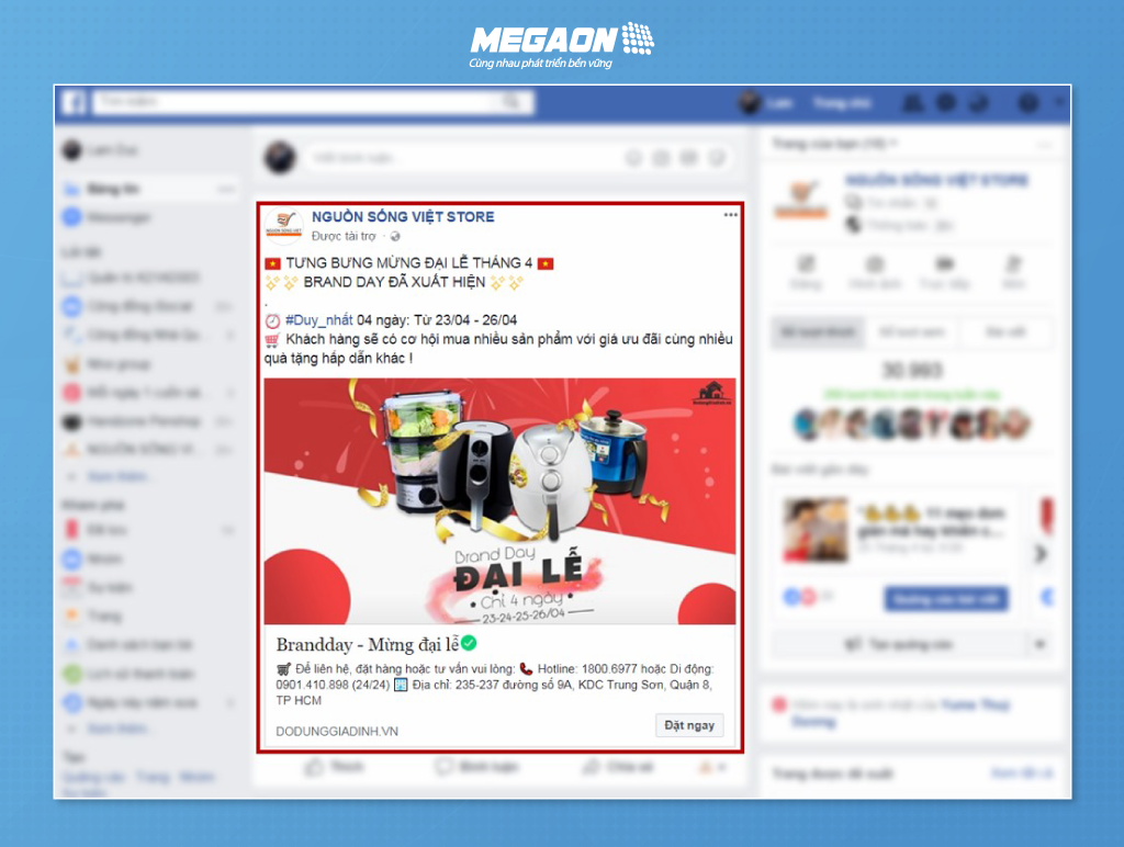 Hình thức quảng cáo facebook website click