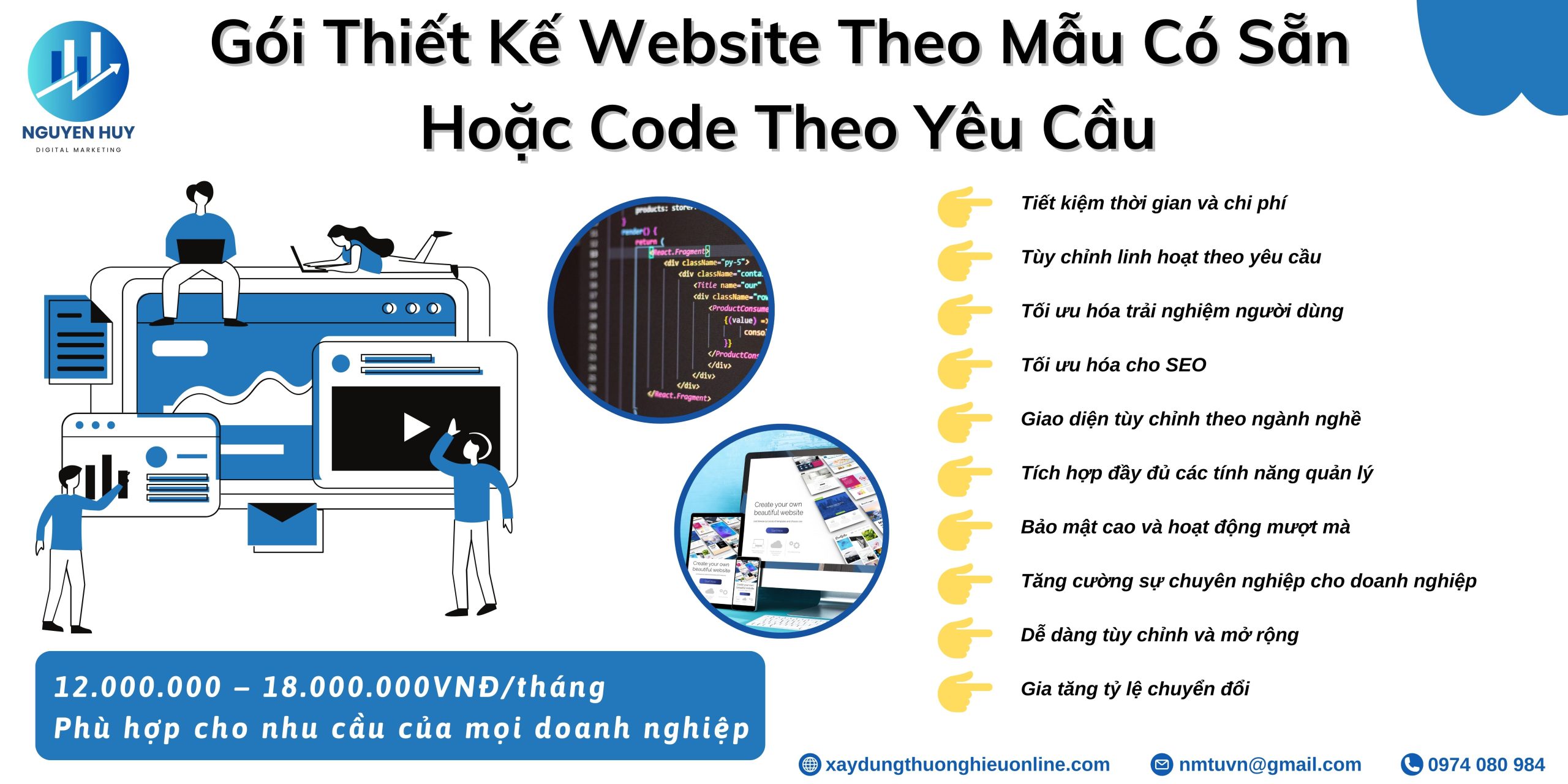 Gói Thiết Kế Website Theo Mẫu Có Sẵn Hoặc Code Theo Yêu Cầu